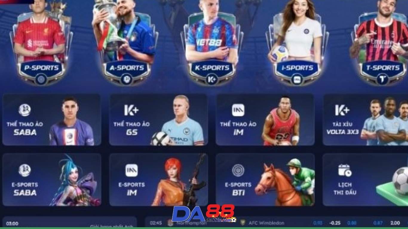 Các trò chơi cá cược thể thao tại DA88
