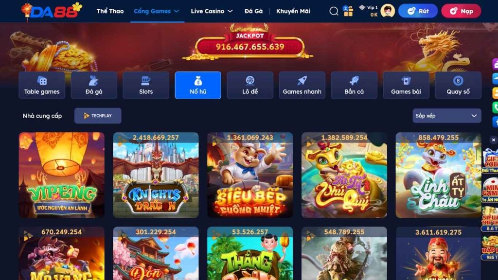 Những ưu điểm của danh mục nổ hũ DA88